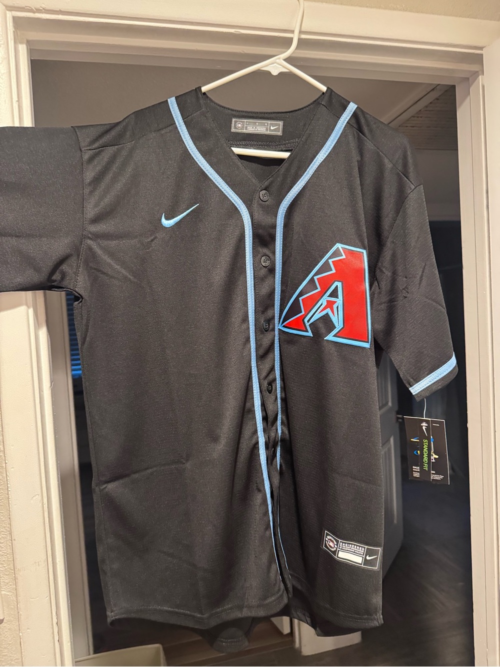 Nike Black Arizona Diamondbacks Jersey with Red & Light Blue Trim